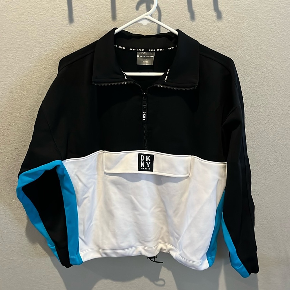 DKNY Women’s Tri-color Waist Length Pullover Jacket. Size Small EUC